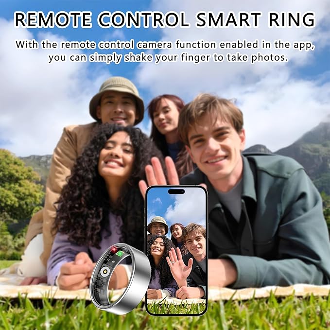 Smart Ring for Women Men, Sleep Tracker Ring, Waterproof Fitness Tracker Health Rings with Heart Rate Monitoring, Blood Oxygen, Stress Distance Calories Steps Tracking, No Subscription Fee(Silver, #7)