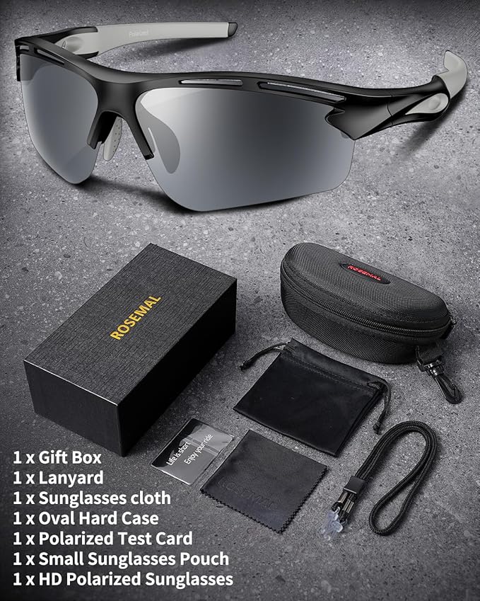 Polarized Sports Sunglasses for Men Women,UV400 Protection Sunglass for Running Cycling Fishing Hiking TR90