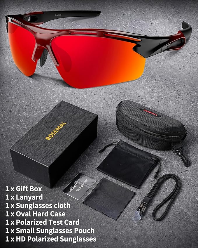 Polarized Sports Sunglasses for Men Women,UV400 Protection Sunglass for Running Cycling Fishing Hiking TR90