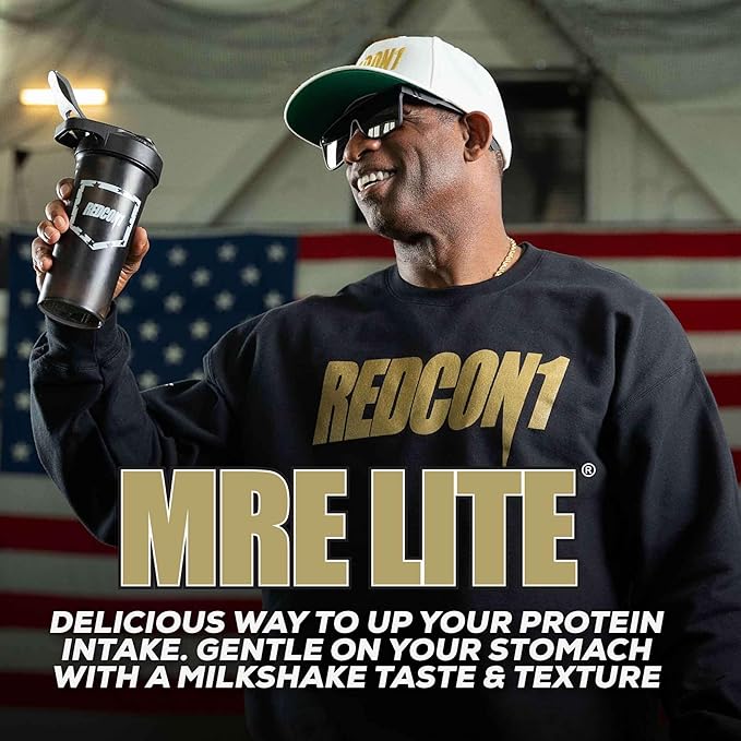 REDCON1 Whole Food Animal Protein Powder - Coach Prime MRE Lite Protein Powder - Low Carb with No Whey - 24g Protein - Prime Time Strawberry Cheesecake (20 Servings)