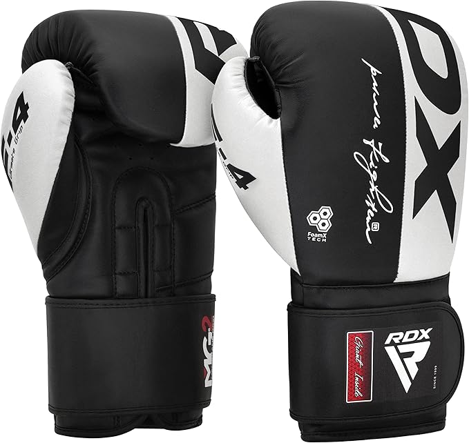 RDX Boxing Gloves, Maya Hide Leather Training Gloves for Muay Thai, Kickboxing, Sparring, Punch Bag, Punching Bag, Kickboxing Gloves, Martial Arts Training, Home Gym, Men, Women, 8 10 12 14 16 oz
