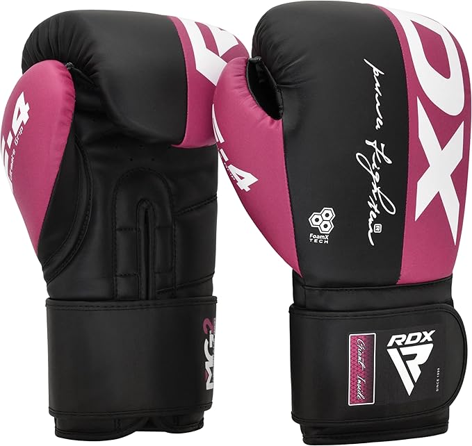 RDX Boxing Gloves, Maya Hide Leather Training Gloves for Muay Thai, Kickboxing, Sparring, Punch Bag, Punching Bag, Kickboxing Gloves, Martial Arts Training, Home Gym, Men, Women, 8 10 12 14 16 oz