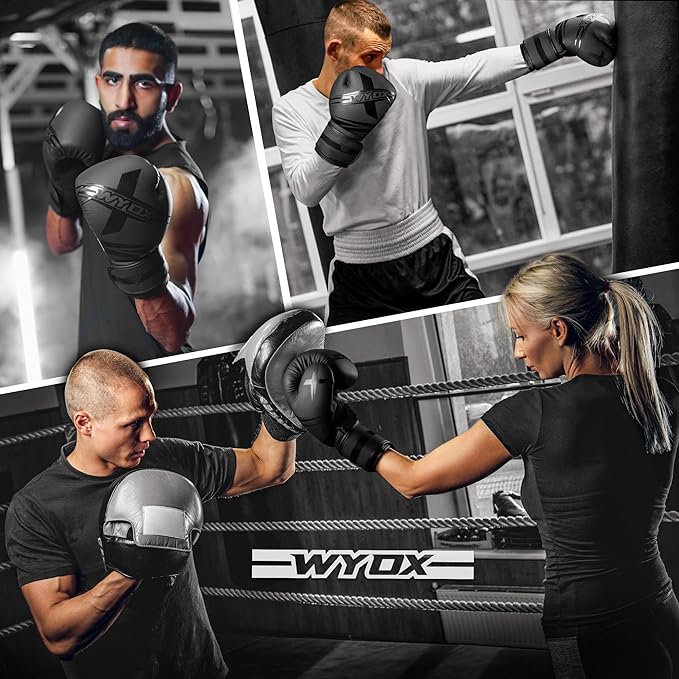 Wyox Boxing Gloves for Men & Women โ Professional Training, Sparring & Heavy Bag Gloves for Boxing, Kickboxing, Muay Thai, MMA โ Premium Leather, Multi-Layer Shock Absorption, Ventilated Palm