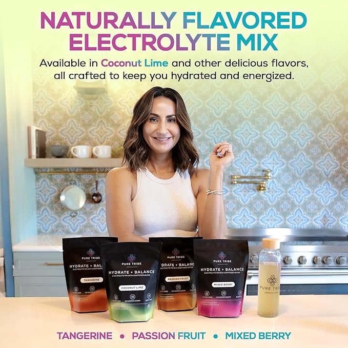 Electrolytes Powder Packets - Sugar Free Hydration Powder Drink Mix Loaded with 6 B Vitamins & Minerals - Energy Drink for Muscle and Mood Support - Coconut Lime Flavor Adrenal Cocktail - 30 Servings