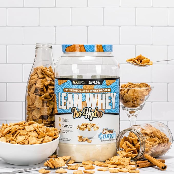 Musclesport Lean Whey Revolution™ Protein Powder - Whey Protein Isolate - Low Calorie, Low Carb, Low Fat, Incredible Flavors - 25g Protein per Scoop - 2lb Cinna Crunch