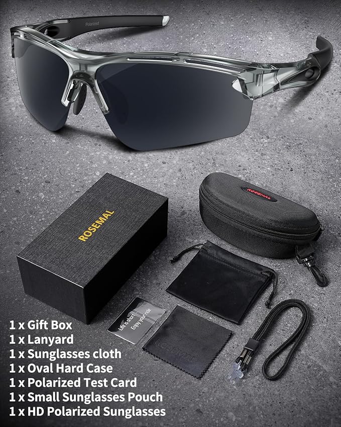 Polarized Sports Sunglasses for Men Women,UV400 Protection Sunglass for Running Cycling Fishing Hiking TR90