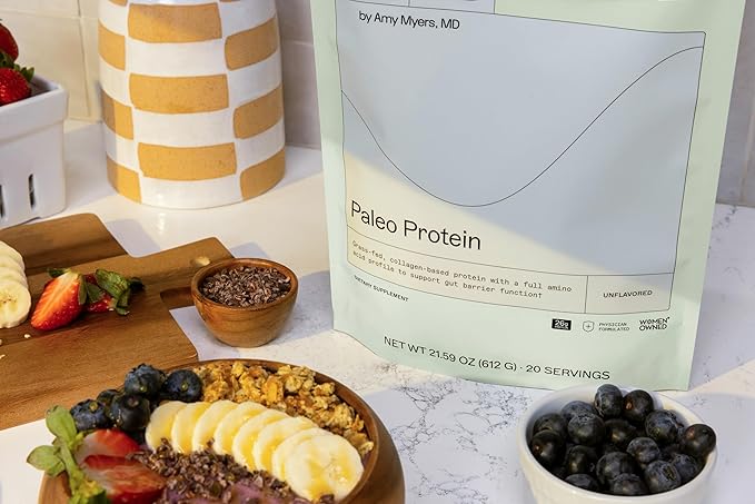 Amy Myers MD The Myers Way Paleo Protein Unflavored - Supports Gut Barrier Function & Daily Protein Needs - Collagen-Based, Grass-Fed - 21.59 oz (20 Servings)