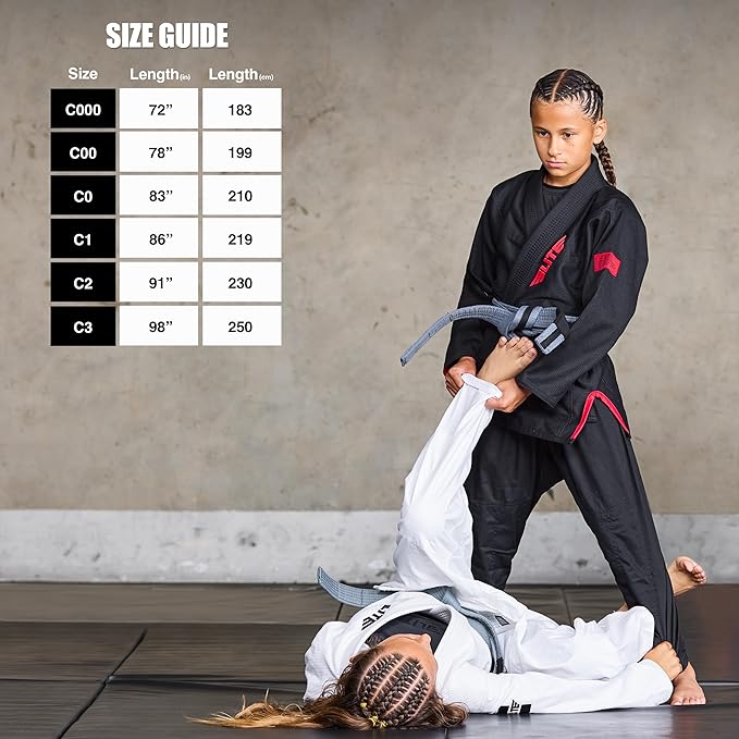 Elite Sports Kids Brazilian Jiu Jitsu Belts Preshurunk Martial Arts Youth BJJ Belts for Girls & Boys with BJJ Ranking Stripes