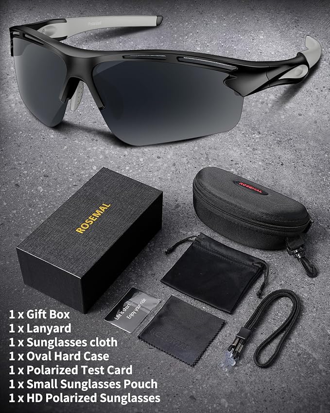 Polarized Sports Sunglasses for Men Women,UV400 Protection Sunglass for Running Cycling Fishing Hiking TR90