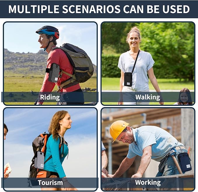 Cell Phone Purse Waist Pack Bag Travel Crossbody Bag Wristband Sport Armband Wallet with Removable Shoulder Strap (Light Grey)