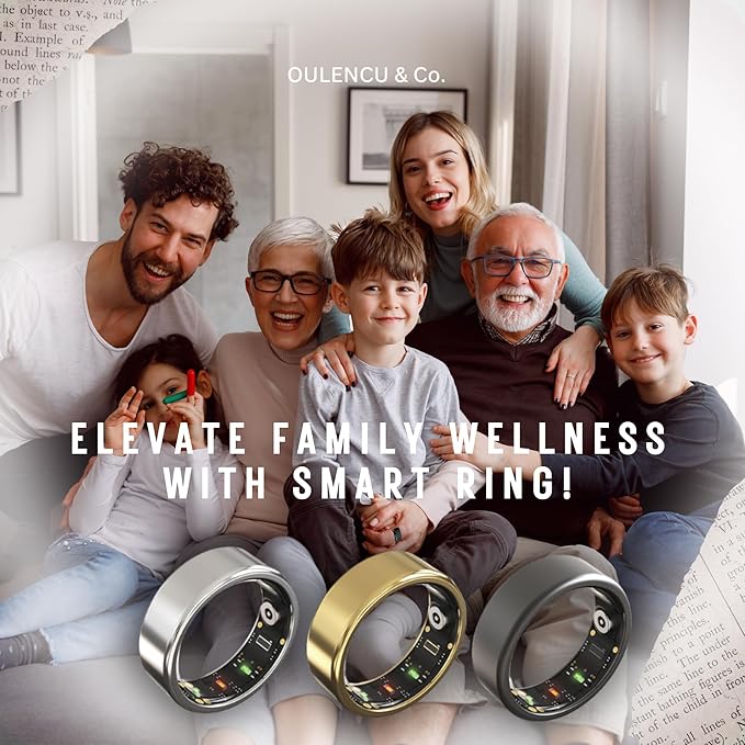 Smart Ring for Women Men Fitness & Sleep Tracker with Heart Rate Blood Oxygen Monitor Cycle Monitoring Step Counter IP68 No Subscription Works with iPhone & Android (Silver, #9-59.5mm/2.34")