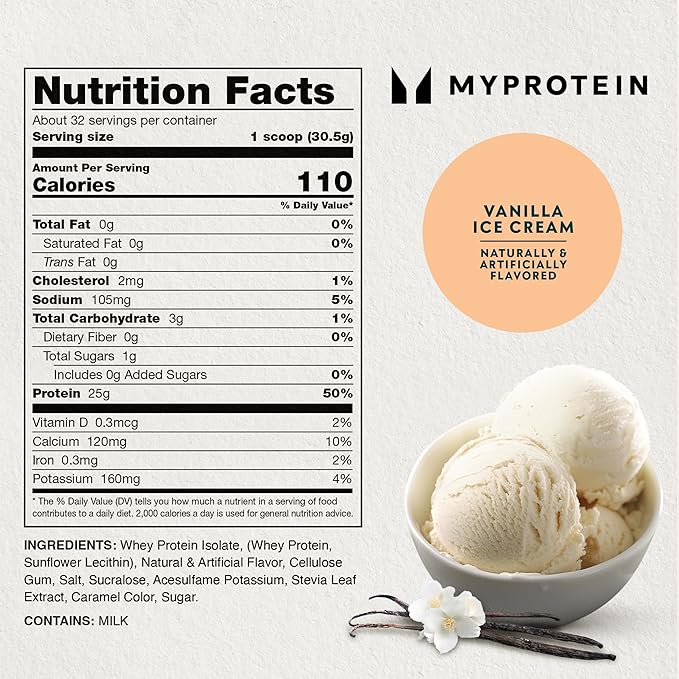 Myprotein Impact Whey Protein Isolate, 5.5 Lbs (81 Servings) Unflavored, 25g Protein, 3.5g Glutamine & 6g BCAA Per Serving