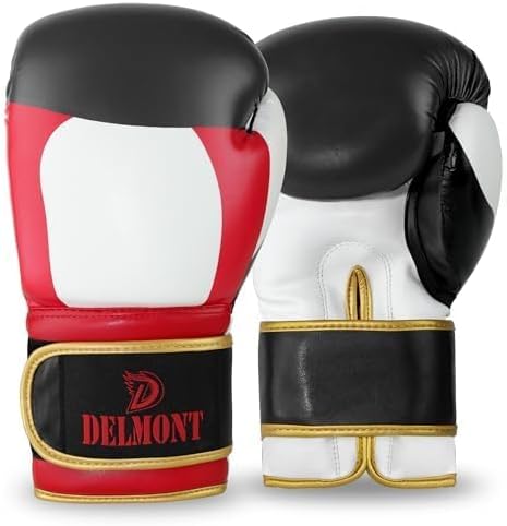 Delmont Boxing Gloves for Men and Women - Heavy Bag, Kickboxing, Sparring & Training Gloves with Multi-Layer Padding, Wrist Support & Breathable Lining - Pro Gloves for Adult Fighters & Beginners