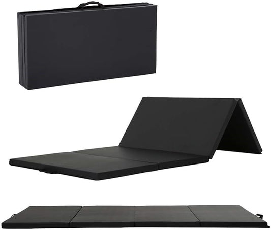 Gymnastics Tumbling Mats Portable Gymnastics Mat Foldable Tumbling Mat 2'x6'/4'x8' PU Leather Exercise Mat Yoga Mat with Carrying Handles for home Workout outdoor Yoga Gymnastics