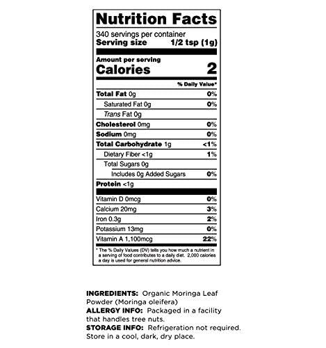 Terrasoul Superfoods Organic Moringa Powder, 11 Oz : Detox - Antioxidants - Immunity