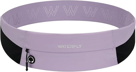 WATERFLY Running Belt Fanny Pack: Slim Waist Bag for Men Women, Workout Fitness Phone Holder for Exercise Marathon Jogging-Purple