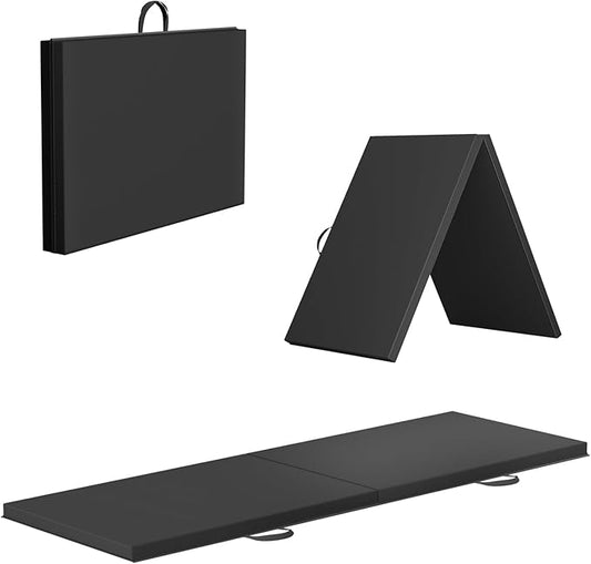 Gymnastics Tumbling Mats Portable Gymnastics Mat Foldable Tumbling Mat 2'x6'/4'x8' PU Leather Exercise Mat Yoga Mat with Carrying Handles for home Workout outdoor Yoga Gymnastics