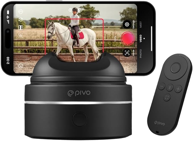Pivo Equestrian Max AI-Powered 360° Rotation Horse, Face & Body Auto Tracking Smart Phone Holder for Equestrians and Athletes Compatible with Tablet & Smartphone with Remote Control