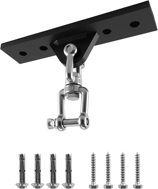 Punching Bag Hanger, Heavy Bag Stand for Punching Bag/Aerial Yoga/Hammock/Sandbag/Swing Chair, 360° Swivel Wall Mount Ceiling Hook – Heavy-Duty Boxing Bag Mount (900LB Capacity)