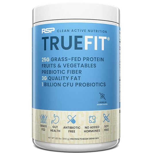 TrueFit Gut Healthy Protein Powder, Grass-Fed Whey Meal Replacement Shake with Prebiotics, Probiotics, & Organic Superfoods, Keto, Gluten Free 1.85 lbs