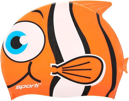 Sporti Silicone Swim Cap for Kids, Unisex Youth Swimming Cap, Protection Bathing Caps for Your Children, Aged 2-10