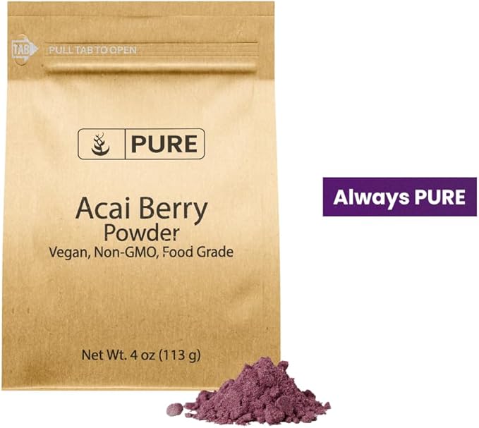 PURE ORIGINAL INGREDIENTS Acai Berry Powder, 4 oz, Superfood, Vegan, Non-GMO, Gluten Free