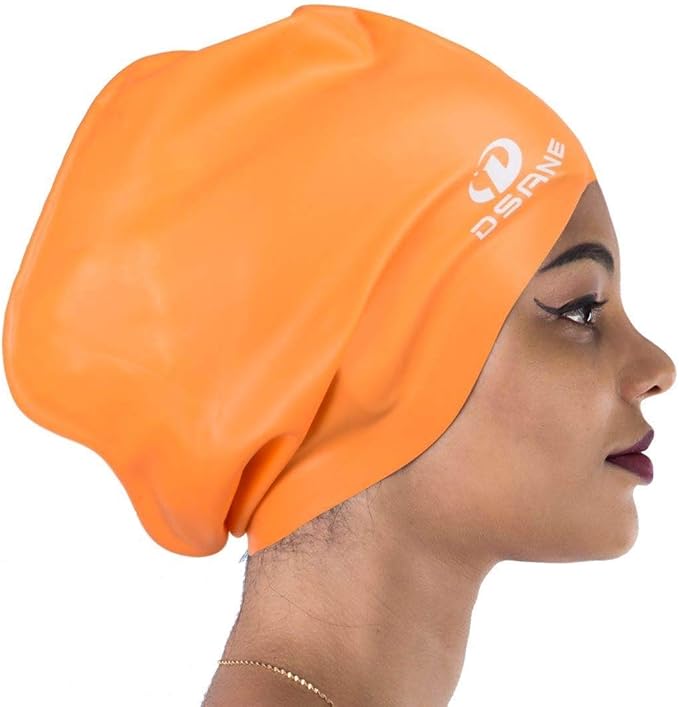 Dsane Extra Large Swimming Cap for Women and Men,Special Design Swim Cap for Very Long Thick Curly Hair&Dreadlocks Weaves Braids Afros Silicone Keep Your Hair Dry