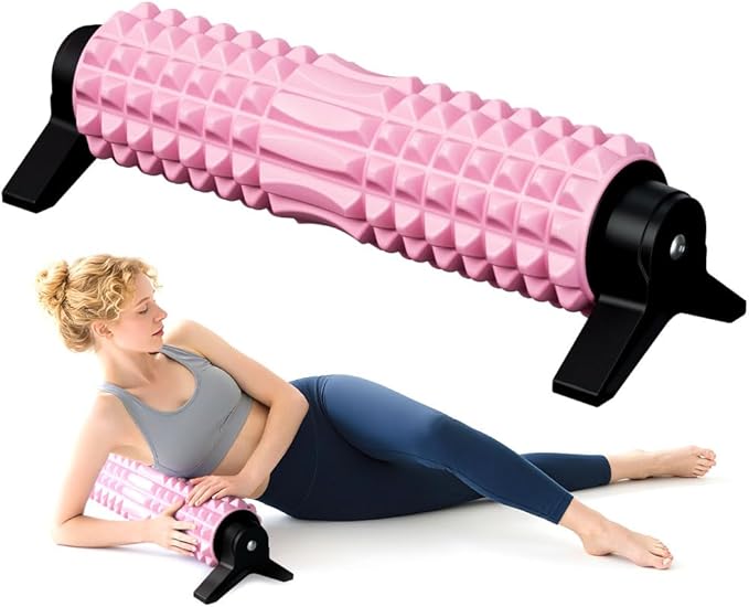 RUNWE Foam Roller with Stand - Roller Foam for Back Pain, 21 inch Trigger Point Deep Tissue Massage, Medium Density Grid Bracket Foam Rollers, Myofascial Release, Relieves Leg Muscle Pain