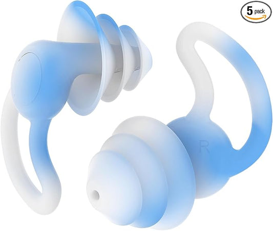 Reusable Swimming Ear Plugs with Nose Clips -2 Pairs Silicone Swimmers Ear Plugs for Adult Water Surfing, Snorkeling, Sleeping and Shower