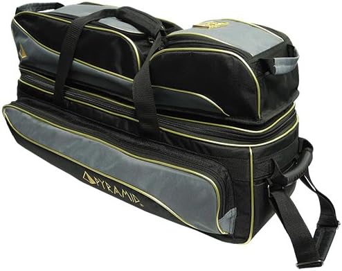 Pyramid Path Triple Tote Roller Plus Bowling Bag with Detachable Shoe Bag (Fits US Mens Size 15), Accessory and Side Pocket, Lightweight Travel Design