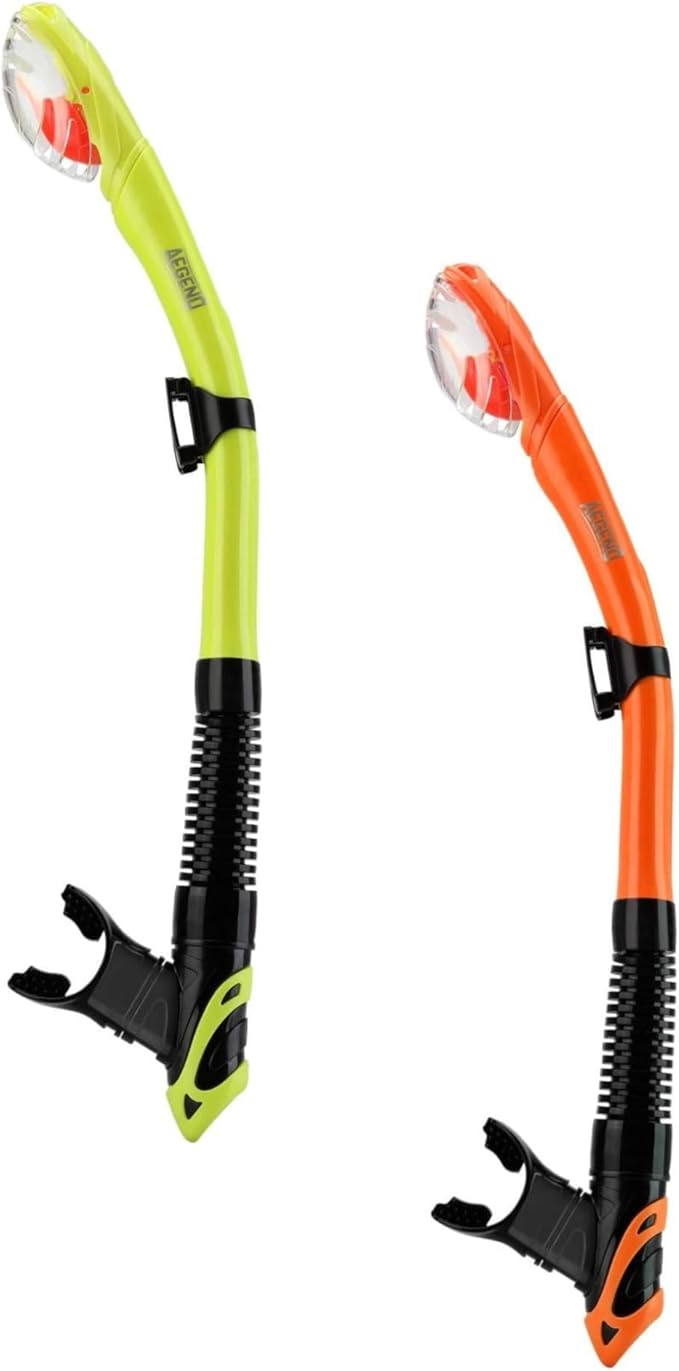 Aegend Dry Snorkel, Dive Mask Easy-Breath Free Diving Snorkel for Snorkeling Scuba Diving Freediving Swimming, with Top Dry Valve and Food-Grade Silicone Mouthpiece