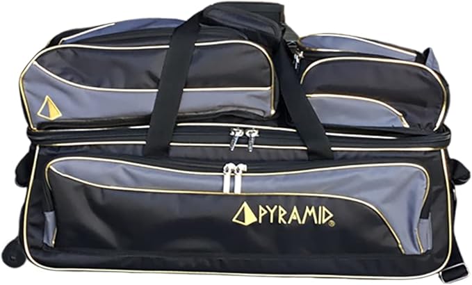 Pyramid Path Triple Tote Roller Plus Bowling Bag with Detachable Shoe Bag (Fits US Mens Size 15), Accessory and Side Pocket, Lightweight Travel Design
