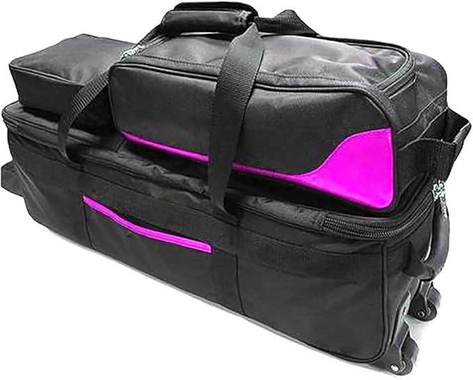 Pyramid Path Triple Tote Roller Plus Bowling Bag with Detachable Shoe Bag (Fits US Mens Size 15), Accessory and Side Pocket, Lightweight Travel Design