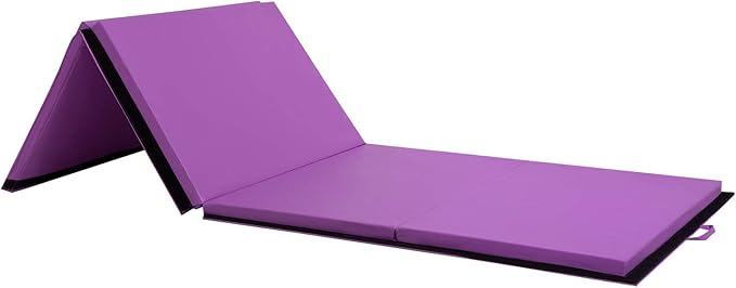 Gymnastics Tumbling Mats Portable Gymnastics Mat Foldable Tumbling Mat 2'x6'/4'x8' PU Leather Exercise Mat Yoga Mat with Carrying Handles for home Workout outdoor Yoga Gymnastics