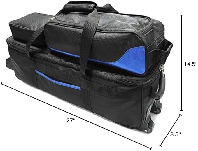 Pyramid Path Triple Tote Roller Plus Bowling Bag with Detachable Shoe Bag (Fits US Mens Size 15), Accessory and Side Pocket, Lightweight Travel Design