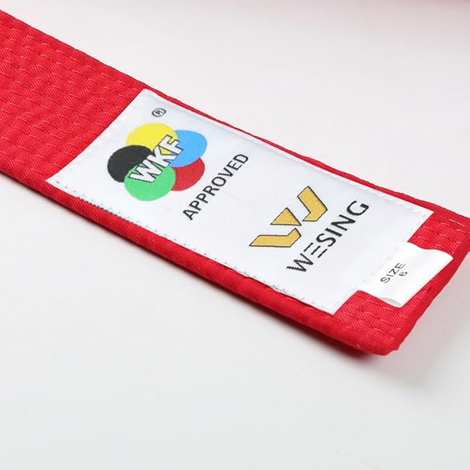 WESING Karate Belt WKF Approved for Karate Competition Black Red Blue Belt Martial Arts