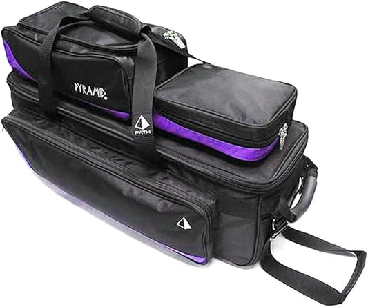 Pyramid Path Triple Tote Roller Plus Bowling Bag with Detachable Shoe Bag (Fits US Mens Size 15), Accessory and Side Pocket, Lightweight Travel Design