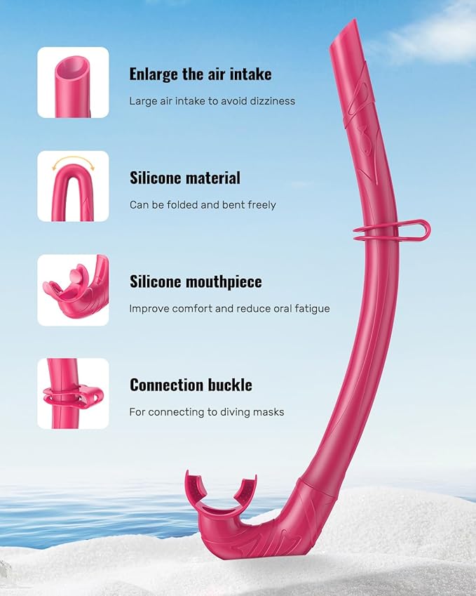 W WSTOO Adults Diving Snorkel Breathing Tube Silicone Flexible Foldable Snorkel Anti-Drop for Freediving Swim Training,Diving and Scuba Diving,Easy to Carry for Travel