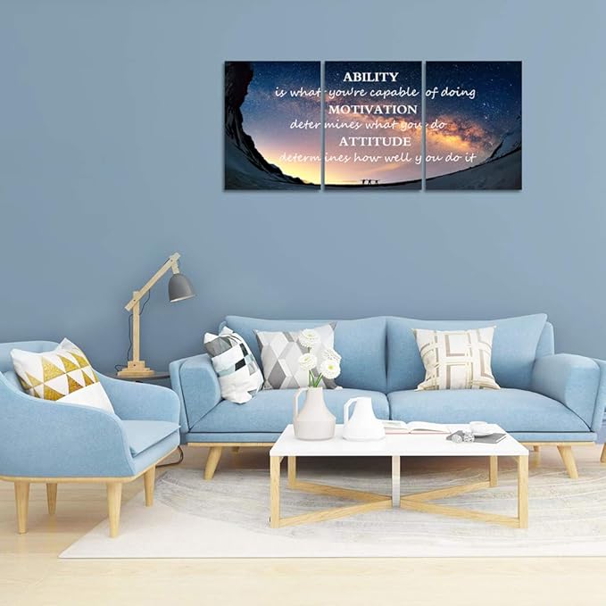 3 Panels Successful Inspirational Posters Quotes Wall Art Ability Modern Motivational Painting Picture Prints on Canvas Artwork Motto for Office Bedroom Decor Living Room Home Decor (60”Wx28”H)