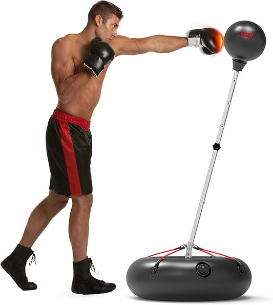 Punching Bag with Stand for Adults and Teens, Height Adjustable, Speed Bags for Boxing with Hand Pump and 4 Elastic Cords, Boxing Punching Bag for Training, Stress Relief and Fitness