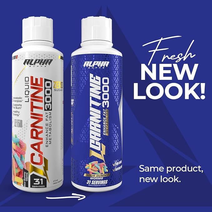 L Carnitine Liquid 3000 | Stimulant-Free L-Carnitine Supplement for Men & Women | Pre-Workout Energy Boost & Muscle Recovery | Zero Sugar, Fat, & Carbs | 31 Servings (Sour Gummy Worms)