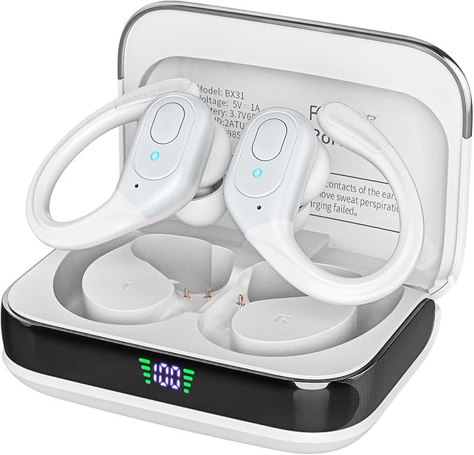 Wireless Earbuds Bluetooth 5.4 Headphones, Noise Canceling Ear Buds with 75hr Playtime, LED Power Display, IPX7 Waterproof Earphones Over-Ear Earphones for Sports/Workouts