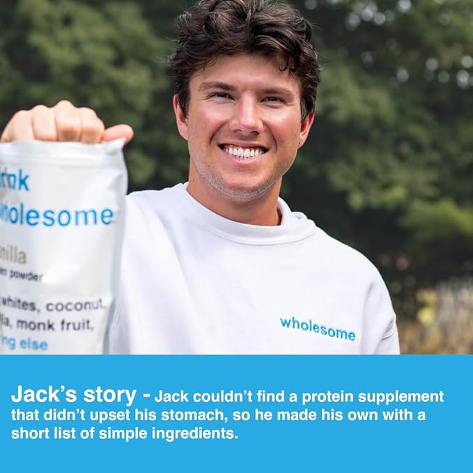 drink wholesome Vegan Vanilla Almond Protein Powder | for Sensitive Stomachs | Additive & Dairy Free | No Artificial Sweeteners | No Bloating, Farts or Gas | No Constipation or Diarrhea