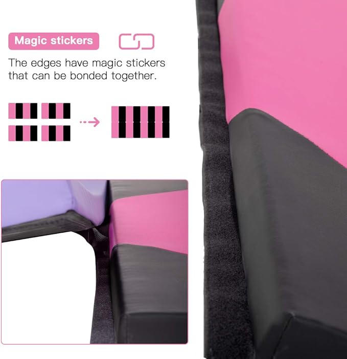 Gymnastics Tumbling Mats Portable Gymnastics Mat Foldable Tumbling Mat 2'x6'/4'x8' PU Leather Exercise Mat Yoga Mat with Carrying Handles for home Workout outdoor Yoga Gymnastics