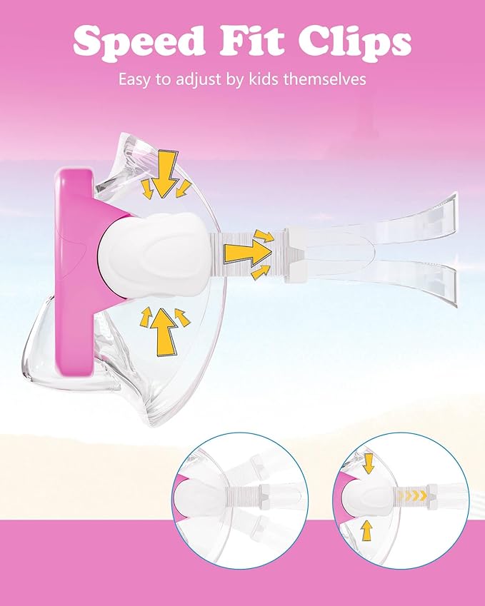 Aegend Kids Swim Mask Goggles, Tempered Glass 180° HD Wide View with Nose Cover