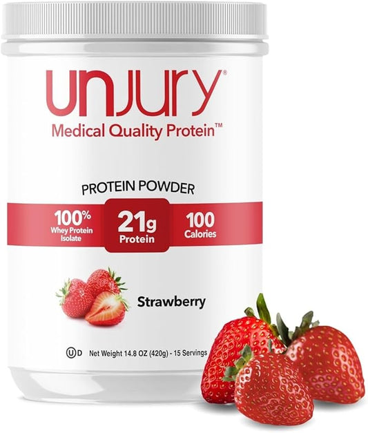 Whey Protein Powder | Strawberry | 21g 100% Whey Isolate Protein Powder | Low Carb and Lactose Free | Gluten Free | Certified Kosher | 15 Servings