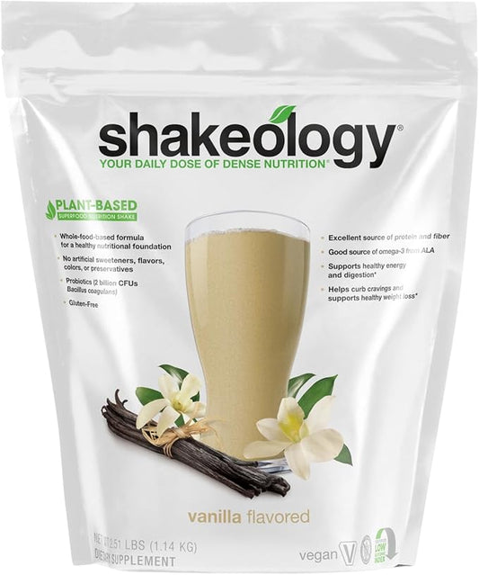 Shakeology Plant Based Protein Powder Blend – Gluten-Free Shake with Vitamins and Minerals – Helps Support Weight Loss, Lean Muscle, Gut Health – Vanilla, 30 Servings
