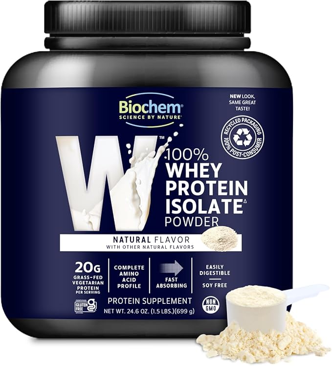 Biochem, Whey Protein Powder, 20g of Protein to Support Muscles and Intense Workouts, Natural, 24.6 oz