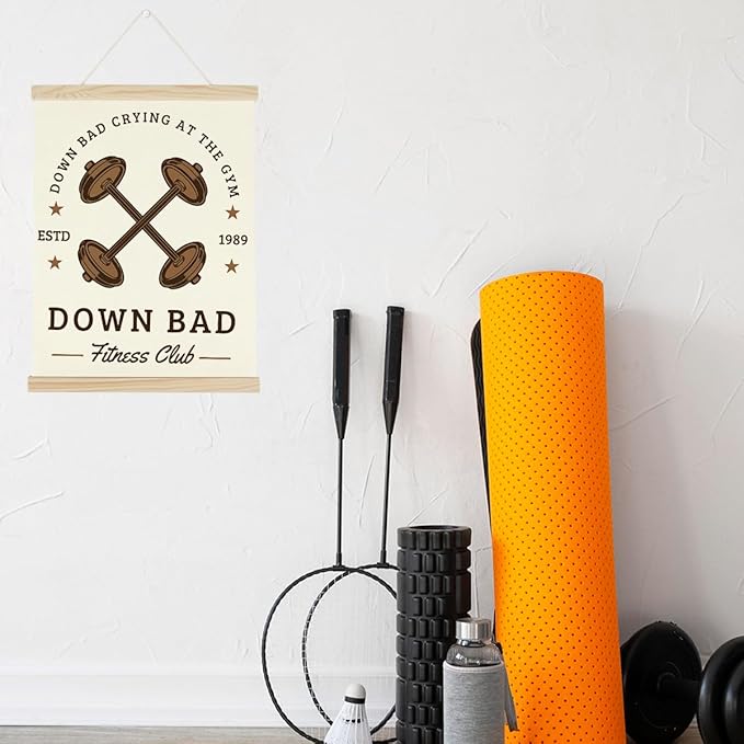 Gym Motivational Posters Funny College Dorm Posters Gifts for Guys Girls Friends Down Bad Crying at The Gym Flag Wall Art Decor Sign for Home Gym Bedroom Office
