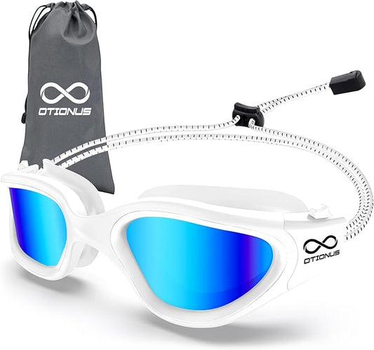 Swim Goggles, Polarized Adult Swimming Goggles Bungee Strap No Hair Pulling Anti-fog Pool Goggles for Men Women
